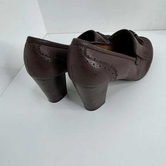 GH Bass & Co. Block Heels Women's 7 M Pumps SlipOn Shoes Kiltie Tassels Academia - Picture 5 of 8